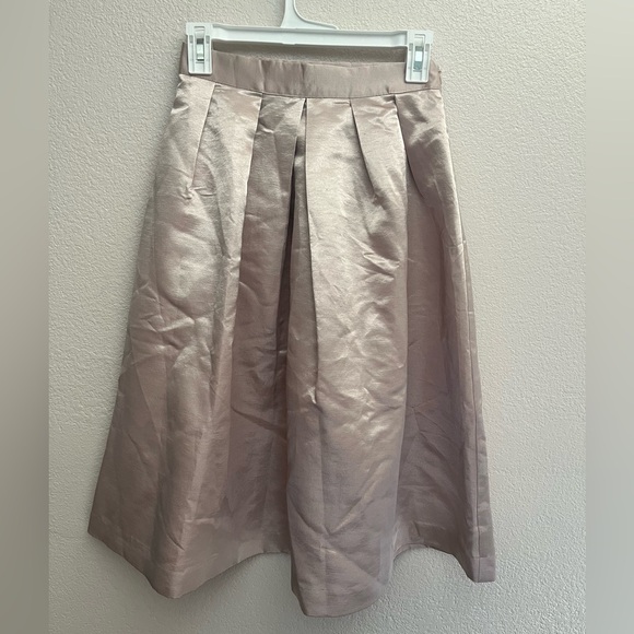 NWT Forever 21 Pleated Contemporary Sateen Champagne Pink Skirt - Picture 2 of 8